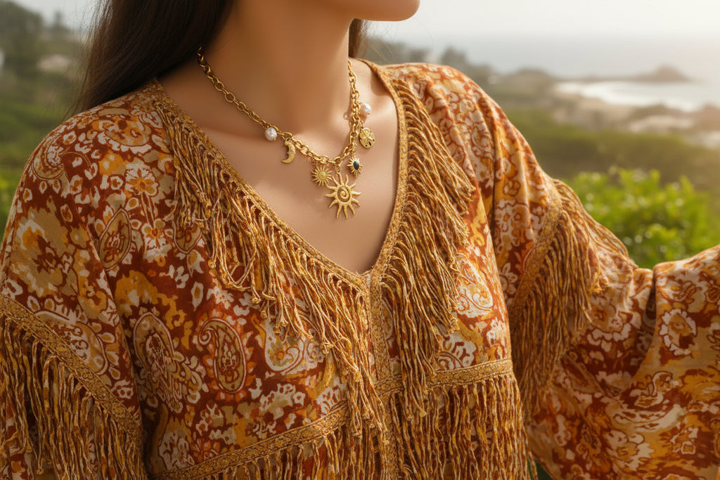 Celestial Sun and Moon Charm Necklace