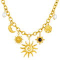 Celestial Sun and Moon Charm Necklace